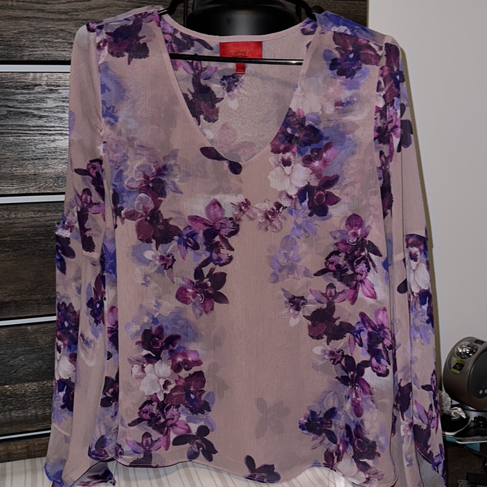 Jennifer Lopez Floral Blouse - Blush Lilac Color